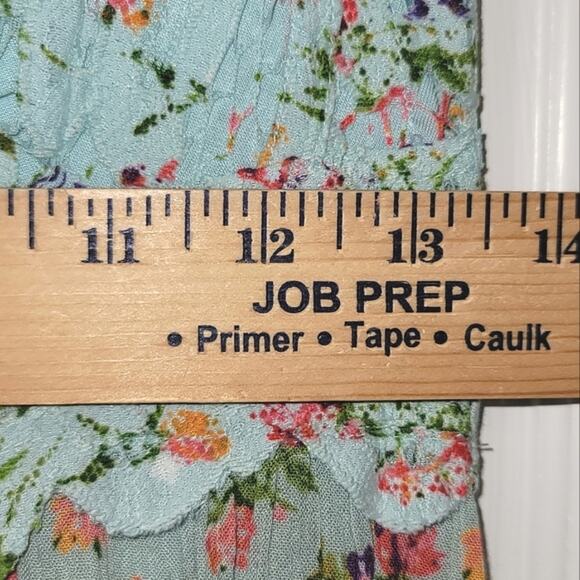 FP Intimately Free People Adella Mini Slip Dress Sz Large Blue Floral Ruffle - Picture 15 of 16